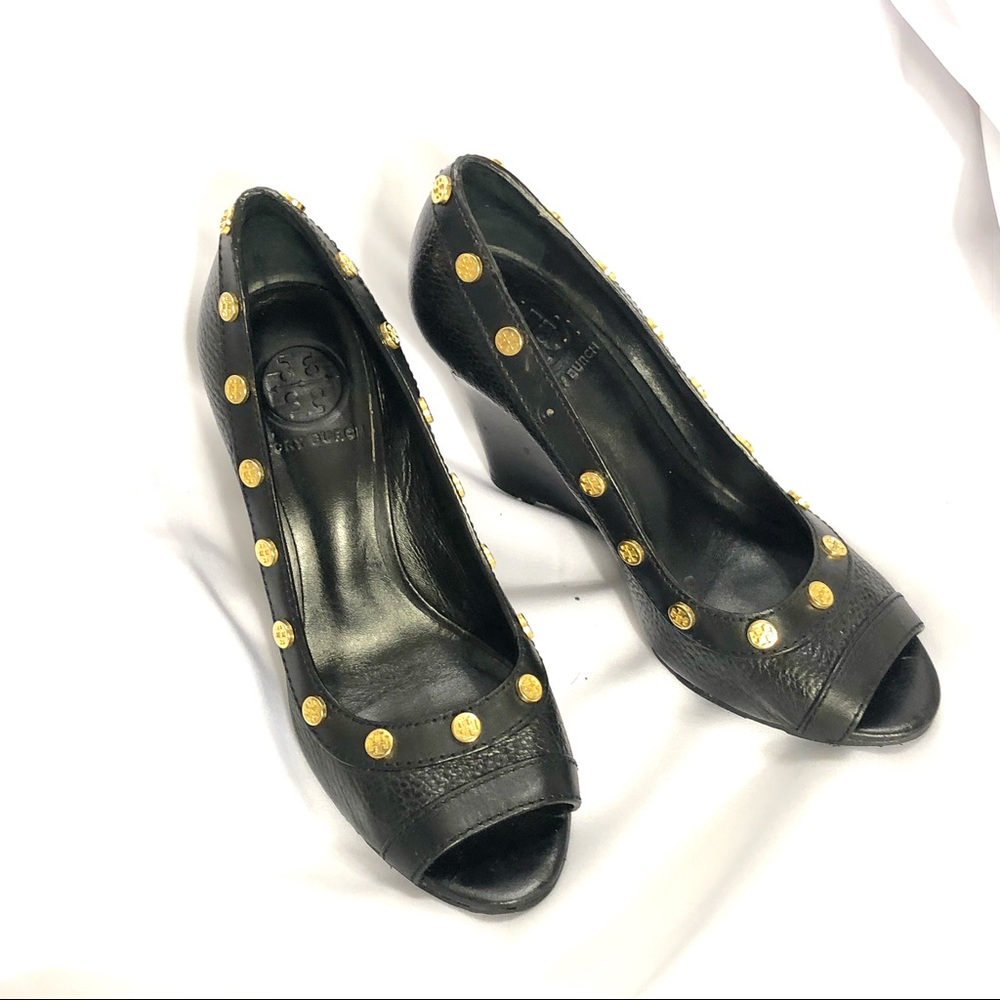 Tory Burch Nelson Peep-toe Wedges